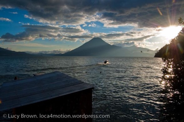 Sunset over Volcán San Pedro, Lago de Atitlán, Guatemala