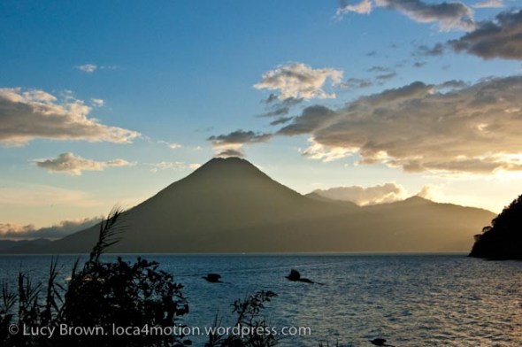 Sunset over Volcán San Pedro, Lago de Atitlán, Guatemala