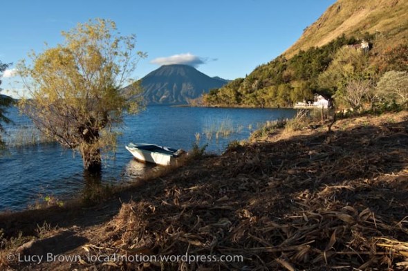 Volcán San Pedro in early morning light on Christmas Eve, Lago de Atitlán, Guatemala