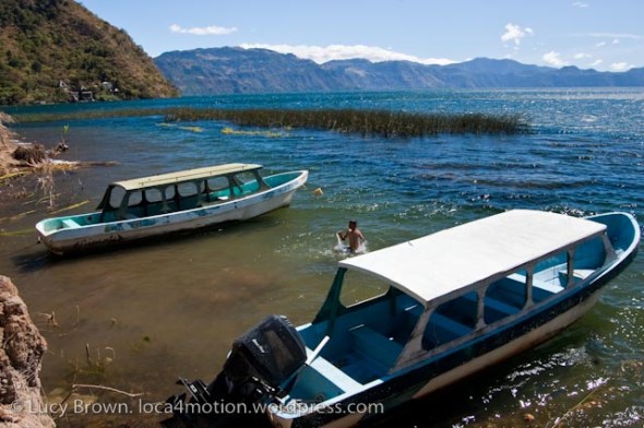 Swimming on Christmas day, Lago de Atitlán, Guatemala