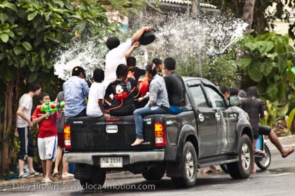 Songkran (Thai New Year) water fight, Karon, Phuket, Thailand Songkran (Thai New Year) water fight, Karon, Phuket, Thailand