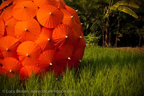 Traditional Thai umbrellas or parasols, outdoor exhibition, Chiang Mai, Thailand