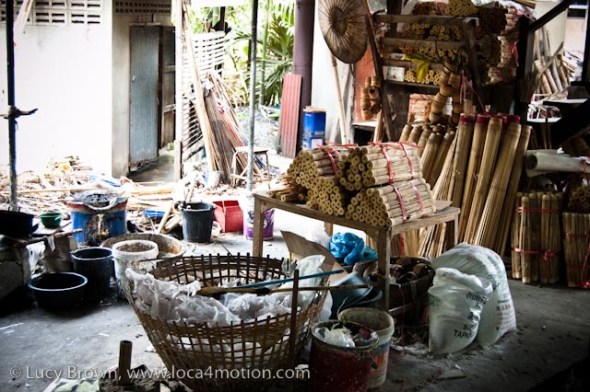 Parasol paraphernalia, traditional Thai parasols, Chiang Mai, Thailand