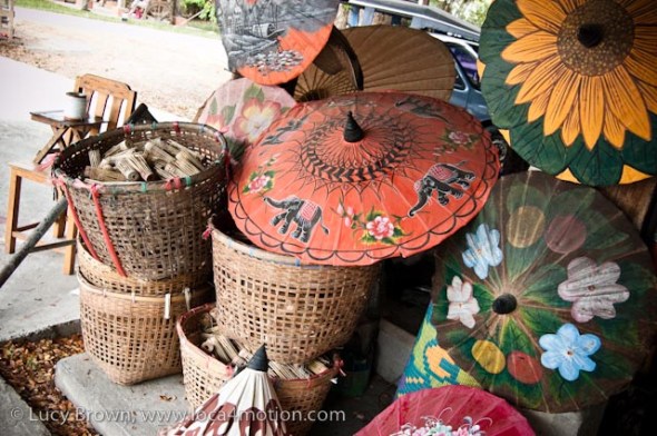 Painted parasols, traditional Thai parasols, Chiang Mai, Thailand
