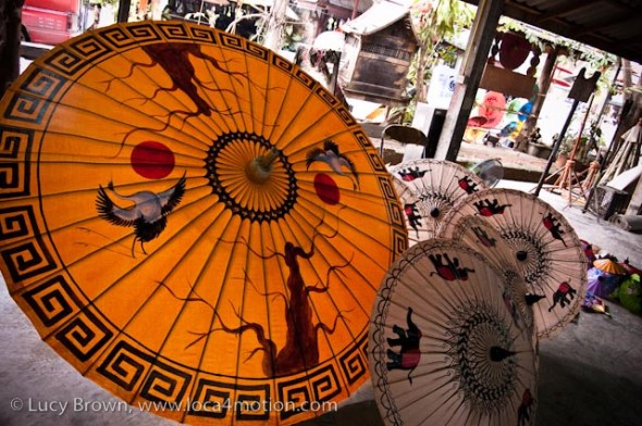 Painted parasols, traditional Thai parasols, Chiang Mai, Thailand