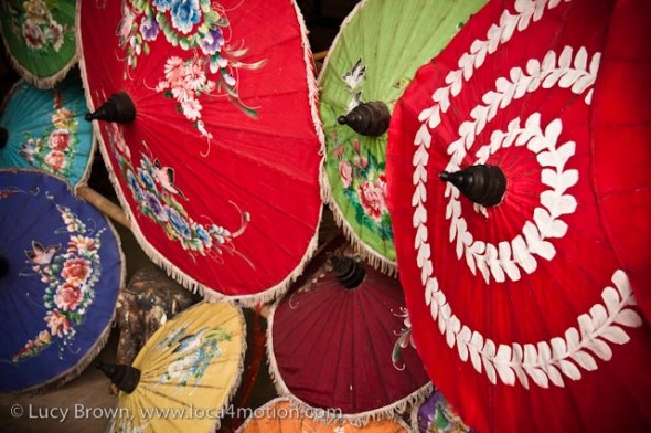 Painted parasols, traditional Thai parasols, Chiang Mai, Thailand