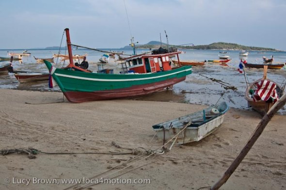 Boats, low tide, Rawai beach, Phuket, Thailand