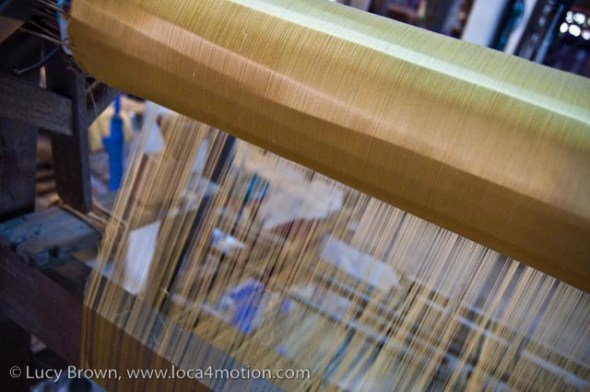 Gorgeous golden threads of Thai silk, Chiang Mai, Thailand