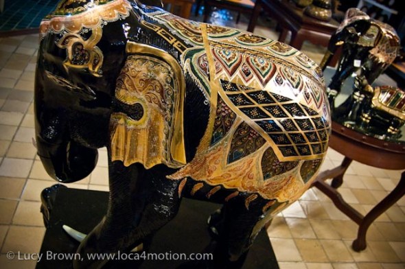 Lacquered elephant, Thai Lacquerware showroom, Chiang Mai, Thailand