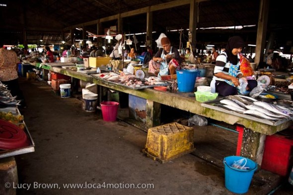 Fish counter, morning market, Krabi town, Krabi, Thailand