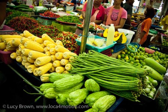 Selling vegetables, morning market, Krabi town, Krabi, Thailand