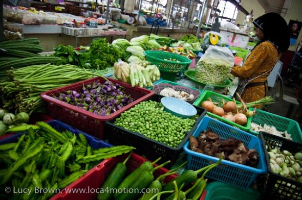 Selling vegetables, morning market, Krabi town, Krabi, Thailand