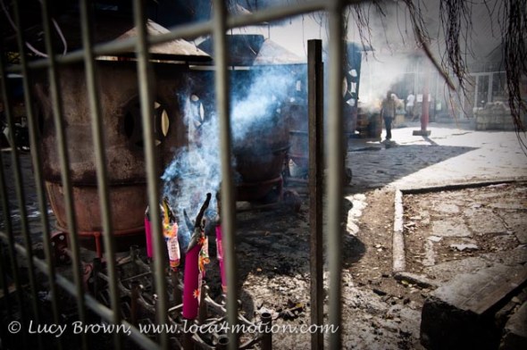 Incense burning at Kong Hock Keong or Goddess of Mercy Temple, George Town, Penang, Malaysia