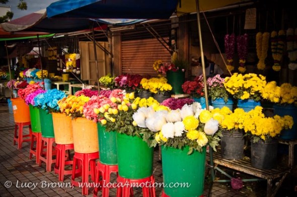 Flower stalls, Little India, George Town, Penang, Malaysia