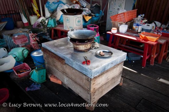 Outside kitchen at end of jetty, Chew Jetty, Clan Jetties, George Town, Penang, Malaysia