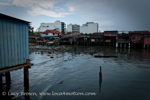 View of next jetty during storm, Clan Jetties, George Town, Penang, Malaysia