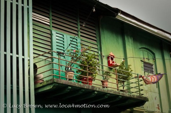 Painted Shuttered Windows and Balcony, George Town, Penang, Malaysia