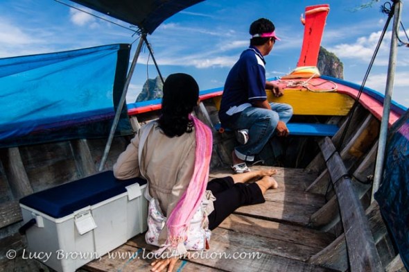 Inside long-tail boat, Phang Nga Bay, Thailand
