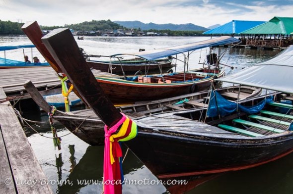 Moored long-tail boats, Phang Nga Bay, Thailand