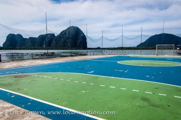 Football pitch with sea view, Koh Panyee School (Ko Panyi), Phang Nga Bay, Thailand Football pitch with sea view, Koh Panyee School (Ko Panyi), Phang Nga Bay, Thailand