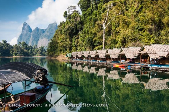 Lakeside raft houses, Cheow Lan Lake, Khao Sok National Park, southern Thailand
